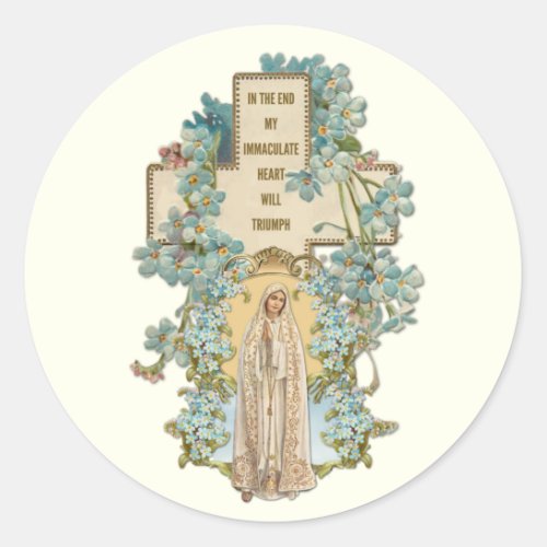 Virgin Mary Our Lady of Fatima Religious Floral Classic Round Sticker