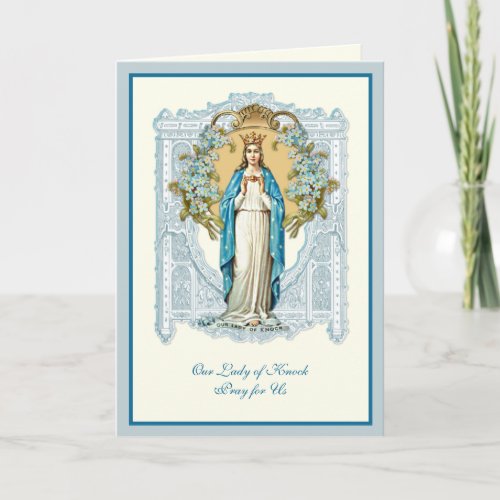 Virgin Mary Our Lady of Knock Religious Floral Card