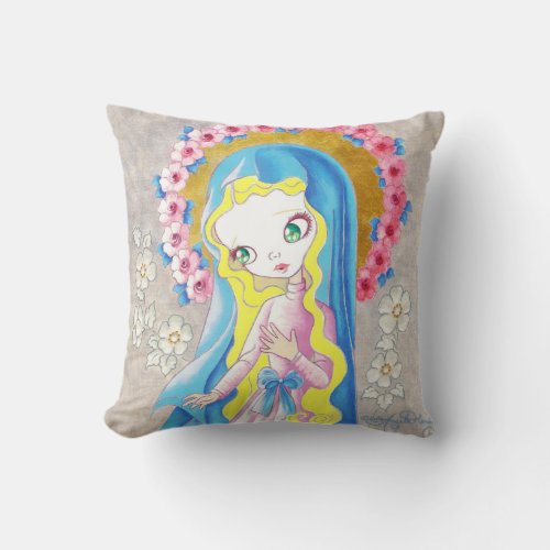 Virgin Mary Our Lady Throw Pillow