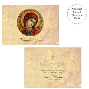 Virgin Mary Parchment Roman Catholic Funeral Thank You Card