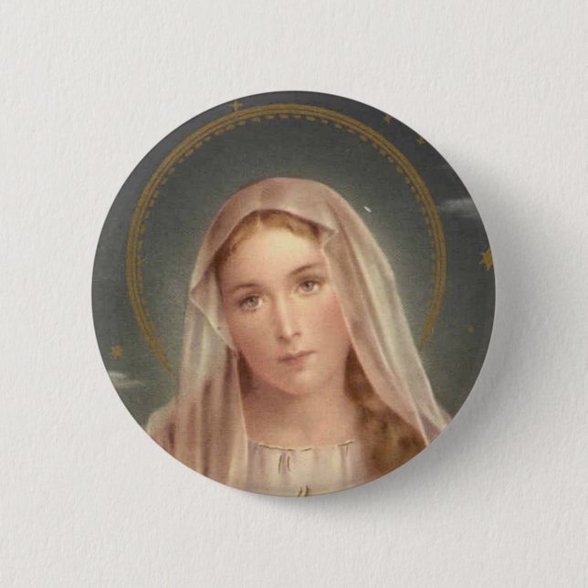 VIRGIN MARY PINBACK BUTTON (Front)