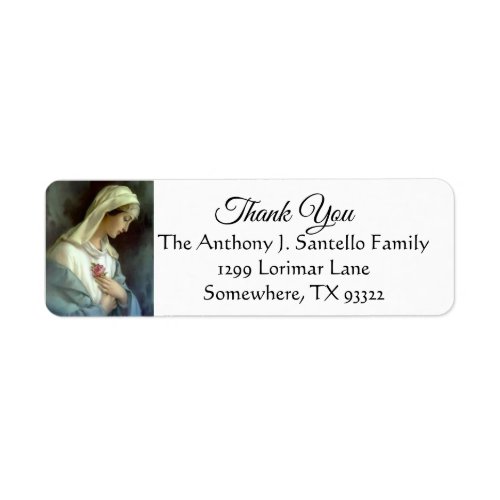 Virgin Mary Pink RosesThank You Label