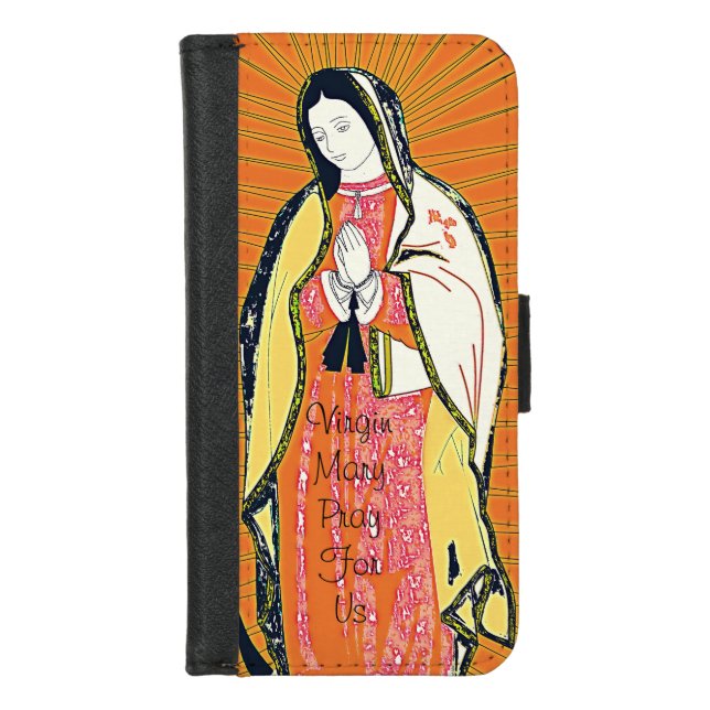 Virgin Mary Pray For Us iPhone Wallet Case (Front)