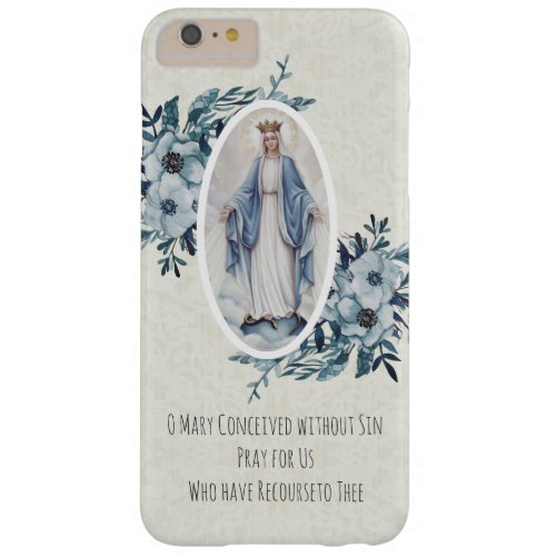 Virgin Mary Prayer  Blue Flowers Lace Barely There iPhone 6 Plus Case