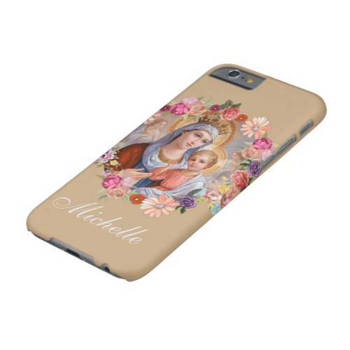 Virgin Mary Queen  Child Jesus Rosary Roses Barely There iPhone 6 Case