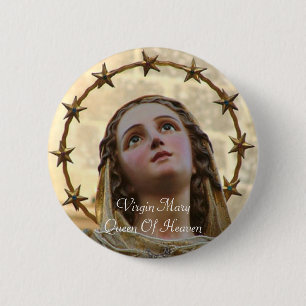 Virgin Mary Queen Of Heaven Pinback Button