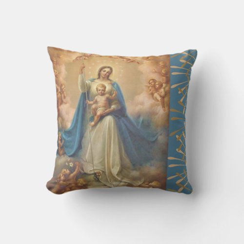 Virgin Mary Queen of the Angels Outdoor Pillow