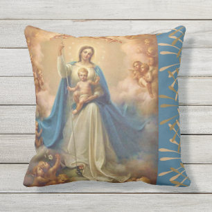 Virgin Mary Queen of the Angels Outdoor Pillow