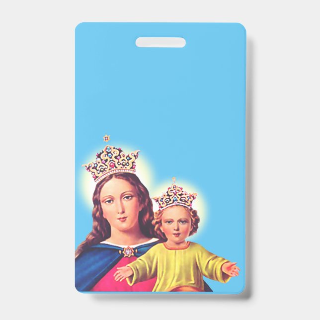 Virgin Mary queen with Jesus Badge (Front)