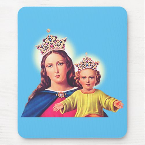 Virgin Mary queen with Jesus Mouse Pad