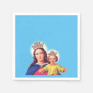Virgin Mary queen with Jesus Napkins