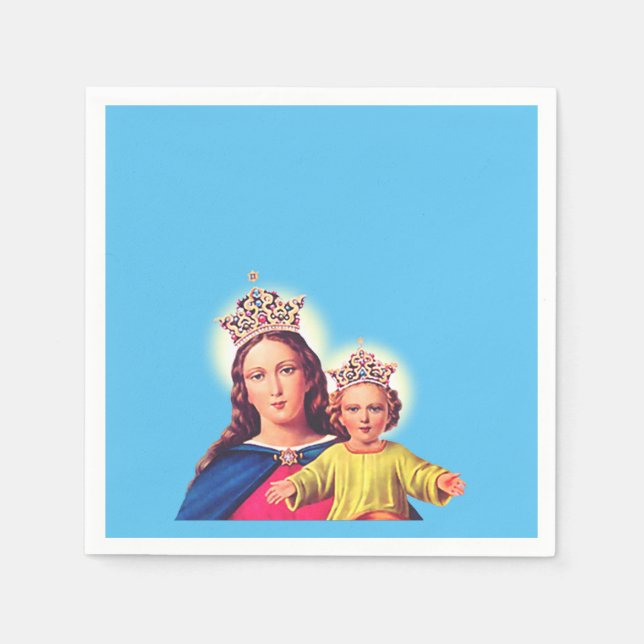 Virgin Mary queen with Jesus Napkins (Front)