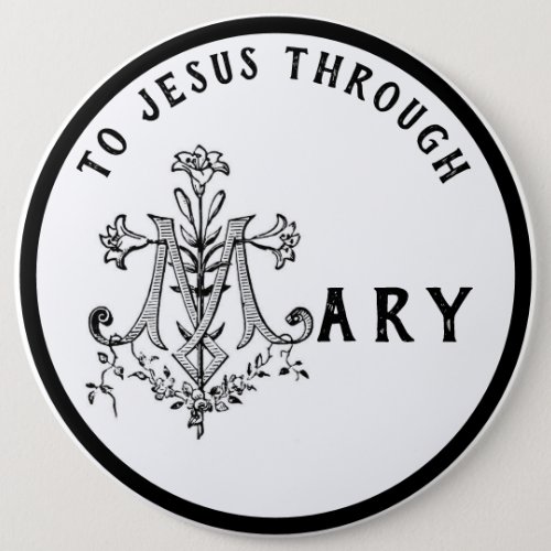 Virgin Mary Religious Catholic Jesus Cross Button