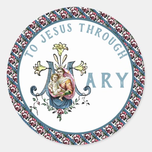 Virgin Mary Religious Catholic Jesus Cross Classic Classic Round Sticker