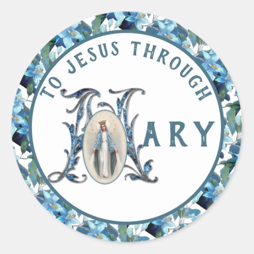 Virgin Mary Religious Catholic Jesus Cross Classic Classic Round Sticker