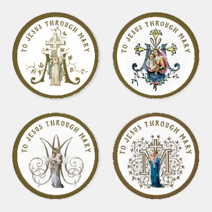 Virgin Mary Religious Catholic Jesus Prayer Coaster Set