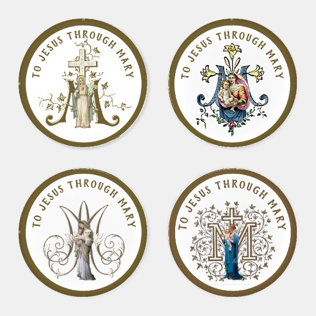 Virgin Mary Religious Catholic Jesus Prayer Coaster Set (Set)