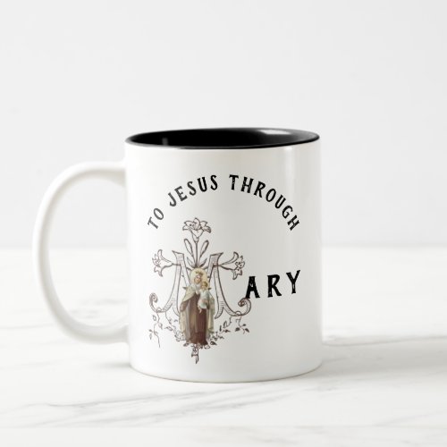 Virgin Mary Religious Catholic Jesus Prayer Two_Tone Coffee Mug