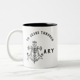 Virgin Mary Religious Catholic Jesus Prayer Two-Tone Coffee Mug