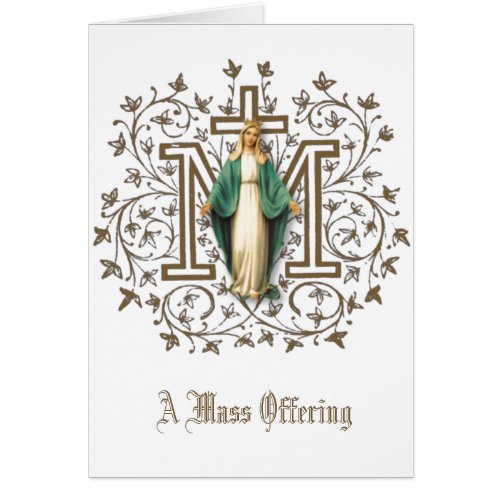 Virgin Mary Religious Catholic Mass Offering Card