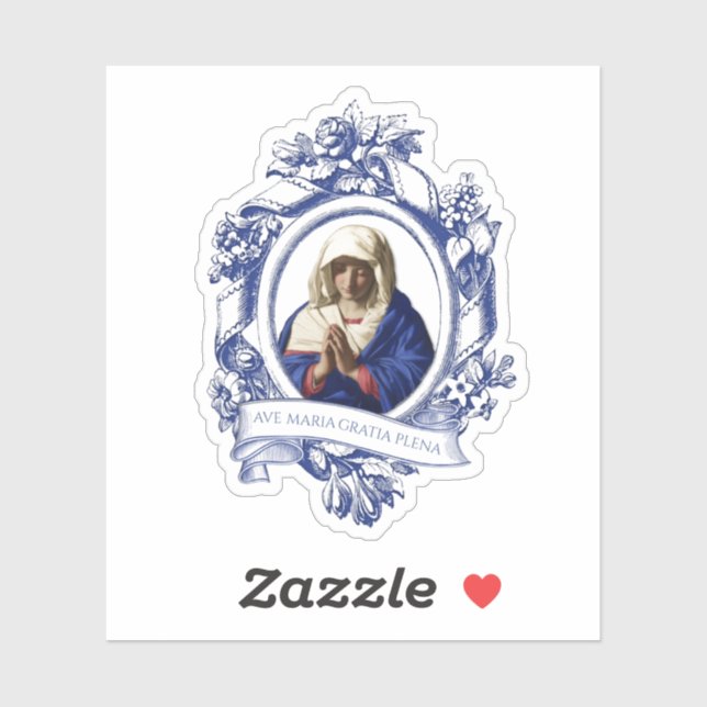 Virgin Mary Religious Hail Mary in Latin Sticker (Sheet)