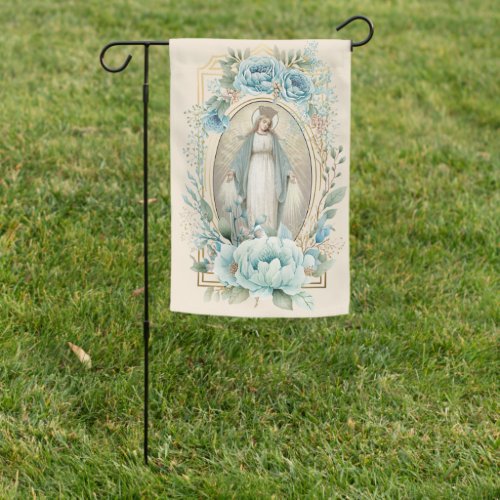 Virgin Mary Religious Lady of Grace Floral Garden Flag