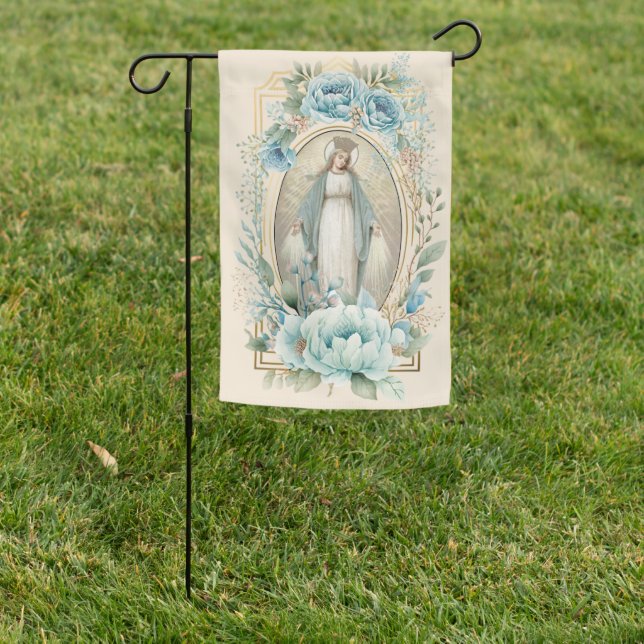 Virgin Mary Religious Lady of Grace Floral Garden Flag (In SItu)