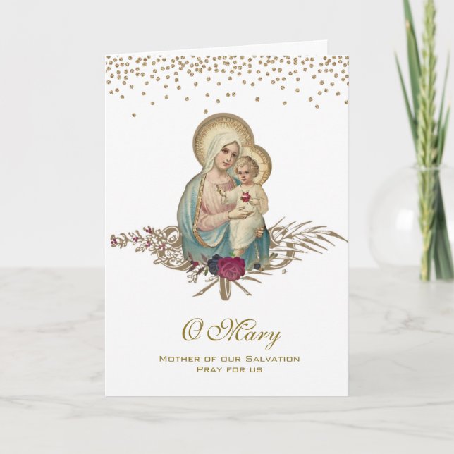 Virgin Mary Religious Mothers Day Catholic Card (Front)