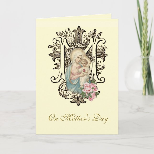 Virgin Mary Religious Mothers Day Catholic Card (Front)