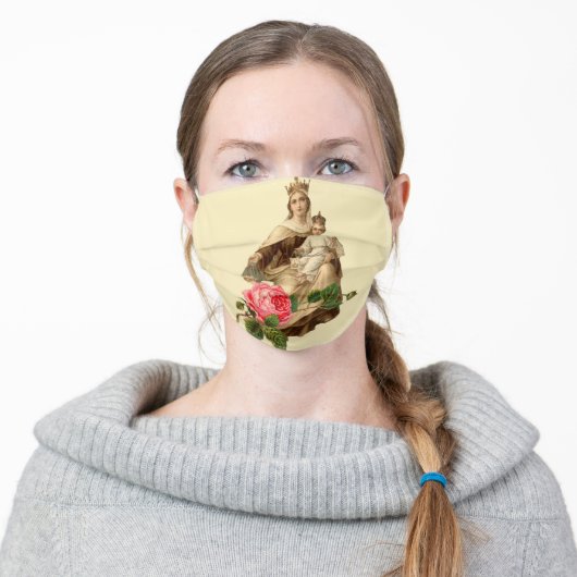 Virgin Mary Religious Mount Carmel Jesus Adult Cloth Face Mask (Worn)
