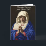 Virgin Mary Religious Priest Birthday Prayer Card<br><div class="desc">This is a beautiful religious traditional Catholic vintage image of the Blessed Virgin Mary known as Jungfrun i bön (1640-1650) by Giovanni Battista Salvi da Sassoferrato   All text and fonts can be modified.</div>