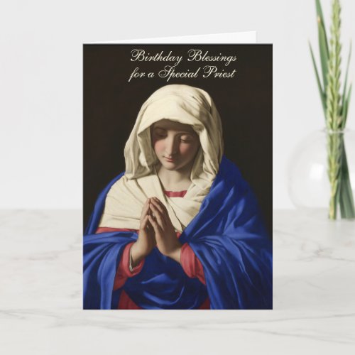 Virgin Mary Religious Priest Birthday Prayer Card