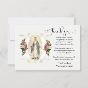 Virgin Mary Religious Thank You Condolence Card