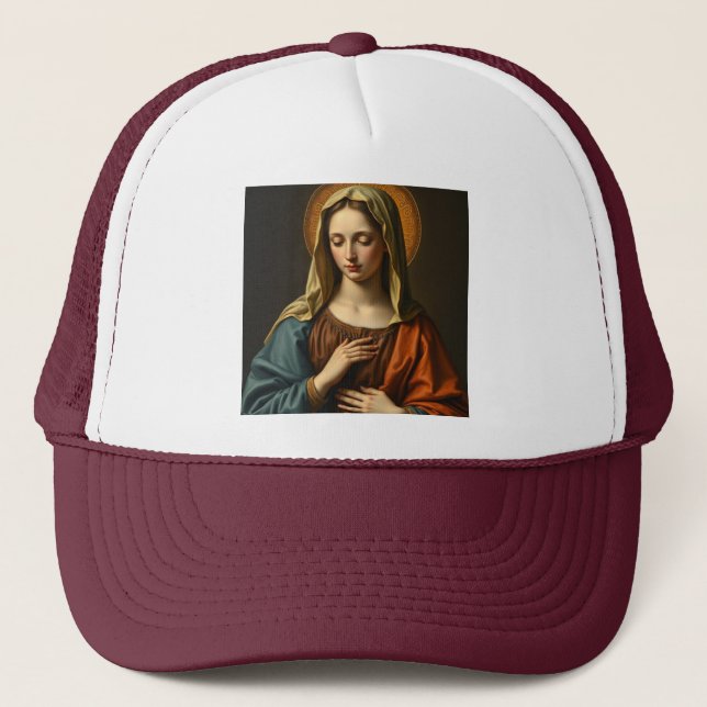 Virgin Mary Renaissance Style Trucker Hat (Front)