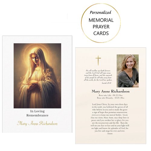 Virgin Mary Roman Catholic Memorial Prayer Card