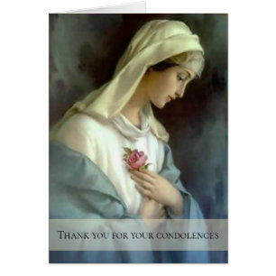 Virgin Mary Roses Catholic Condolence Thank You