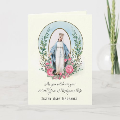 Virgin Mary Roses Catholic Nun Religious Life Holiday Card