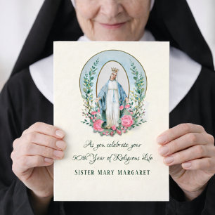 Virgin Mary Roses Catholic Nun Religious Life Holiday Card