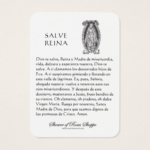 Virgin Mary Salve Reina Spanish Prayer Holy Card | Zazzle