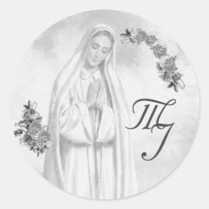 Virgin Mary Silver Wedding Classic Round Sticker