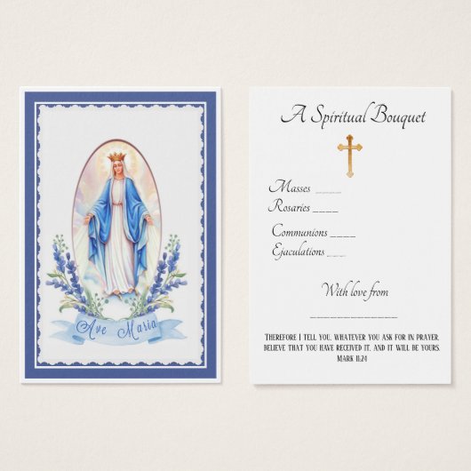 Virgin Mary Spiritual Bouquet Prayer Holy Card (Front & Back)