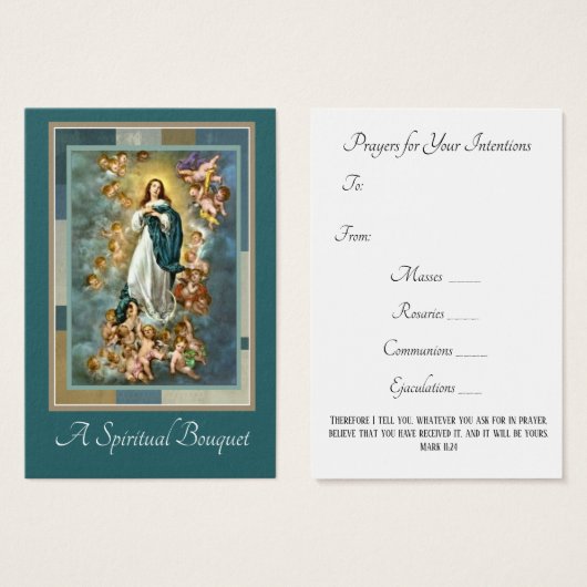 Virgin Mary Spiritual Bouquet Prayer Holy Card (Front & Back)
