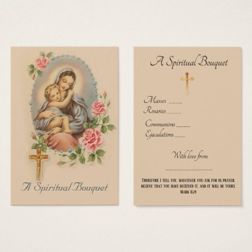 Virgin Mary Spiritual Bouquet Prayer Holy Card