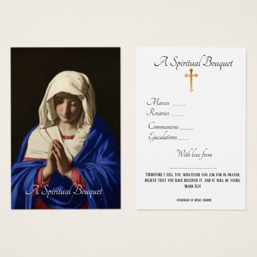 Virgin Mary Spiritual Bouquet Prayer Holy Card