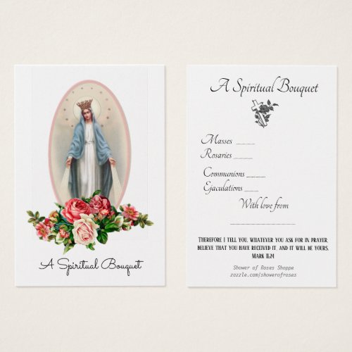 Virgin Mary Spiritual Bouquet Prayer Holy Card