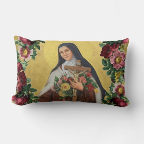 Virgin Mary  St Therese Vintage Religious Lumbar Pillow