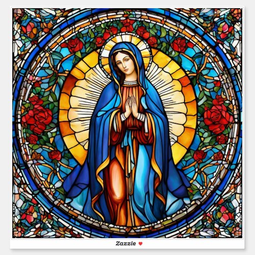Virgin Mary Stained Glass Sticker for Home or Car