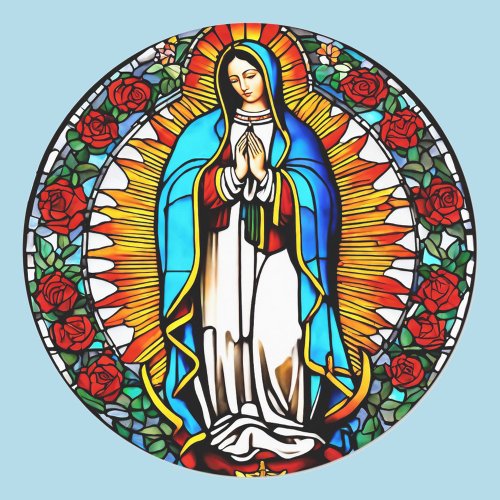 Virgin Mary Stained Glass Window Catholic Saint Classic Round Sticker