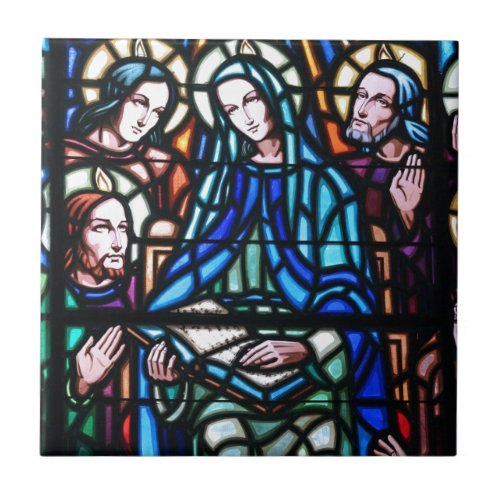 Virgin Mary stained glass window Tile