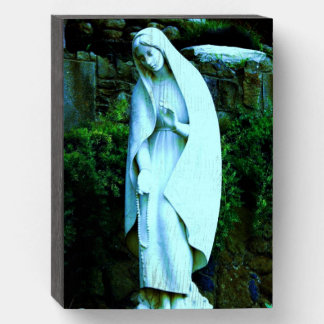 Virgin Mary Statue Wooden Box Sign